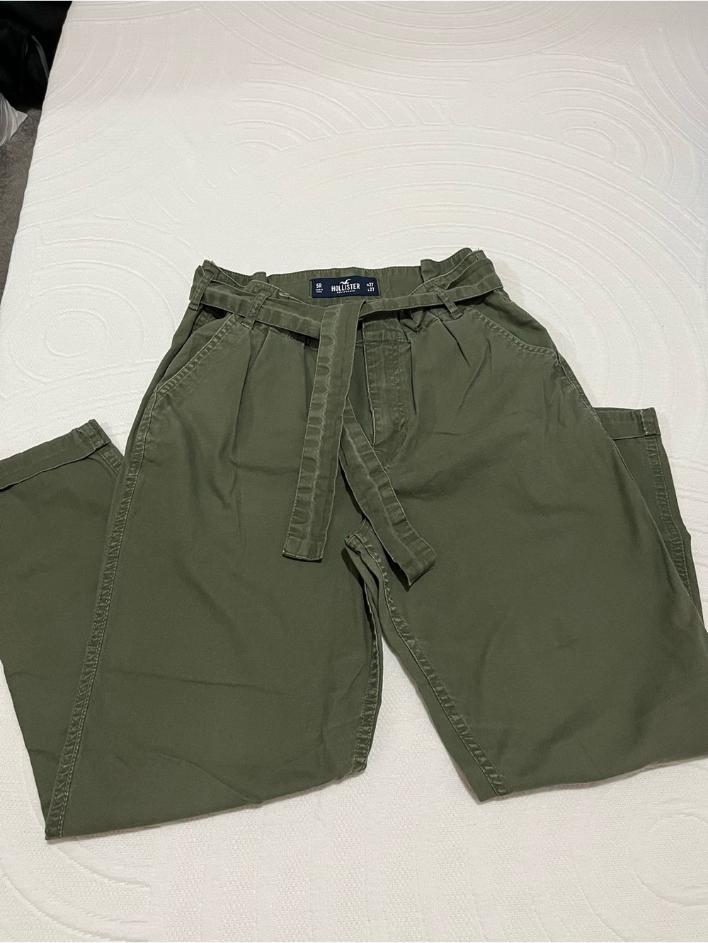 Hollister Olive Green Paperbag Waist Cargo Pants